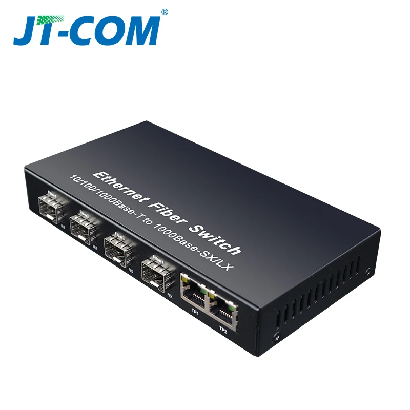 Gigabit SFP Fiber Switch  1000Mbps Optical Media Converter 4 * SFP Fiber Port and 2  RJ45 UTP Port 4/8G2E Fiber Ethernet Switch