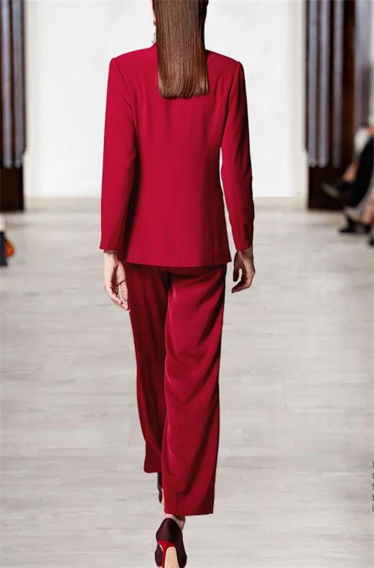 Red Women Suits Ladies Pant Suits Jacket+Pants Women Business Suits Blazer Formal Office Uniform Style Female Trouser PantSuit