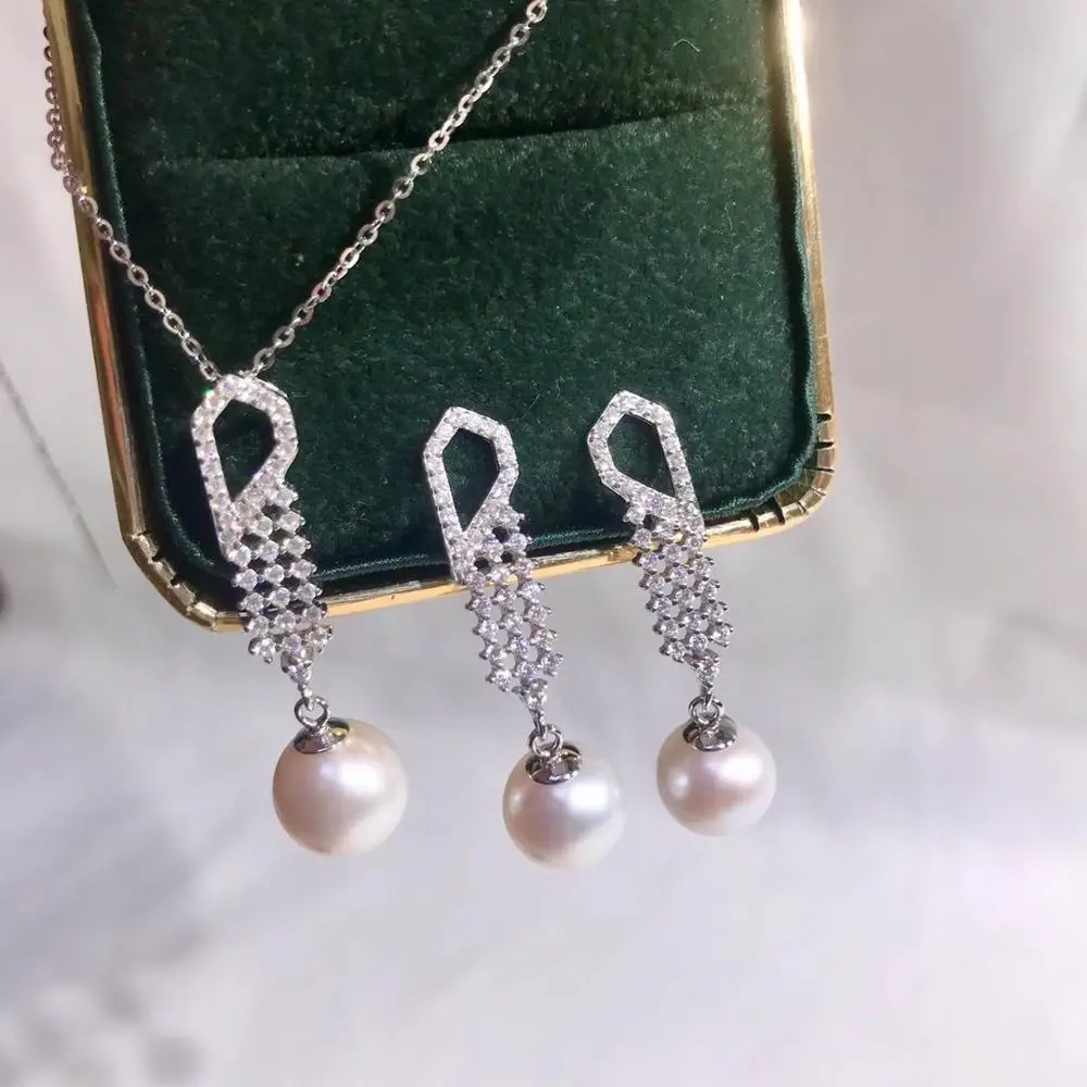 

925 Sterling Silver Pendant Earrings Mountings Findings Base Jewelry Set Mounts Settings Parts for Pearls Beads Crystal