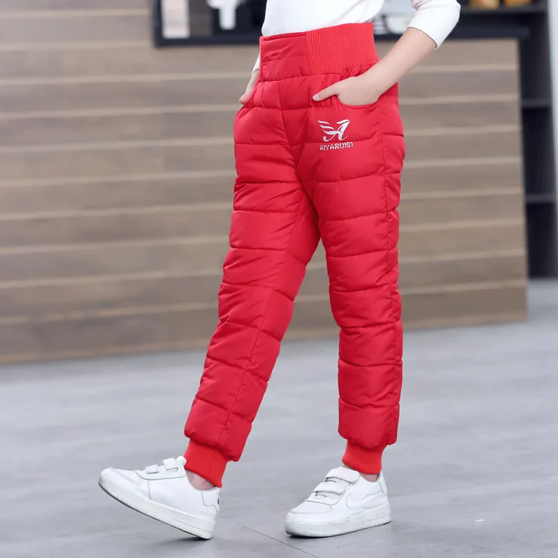 

2021 Girls Big Boys Winter Pants Kids Teens Cotton Padded Thick Warm Trousers Waterproof Ski Pants High Wairst Leggings Baby