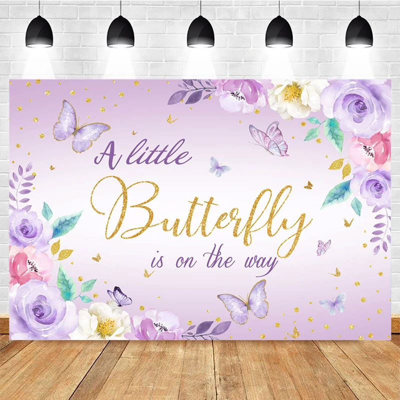 Mocsicka фон для детской портретной фотосъемки с фиолетовыми бабочками и цветами украшение для детской вечеринки