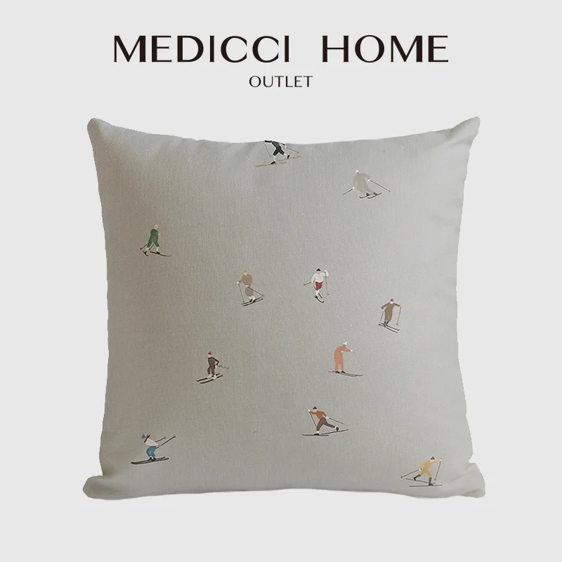 Medicci Home Hippie Style Poszewka na poduszkę Ski Field Pattern Nowość Kwadratowe poszewki na poduszki na kanapę Sofa Pokój dzienny Sypialnia
