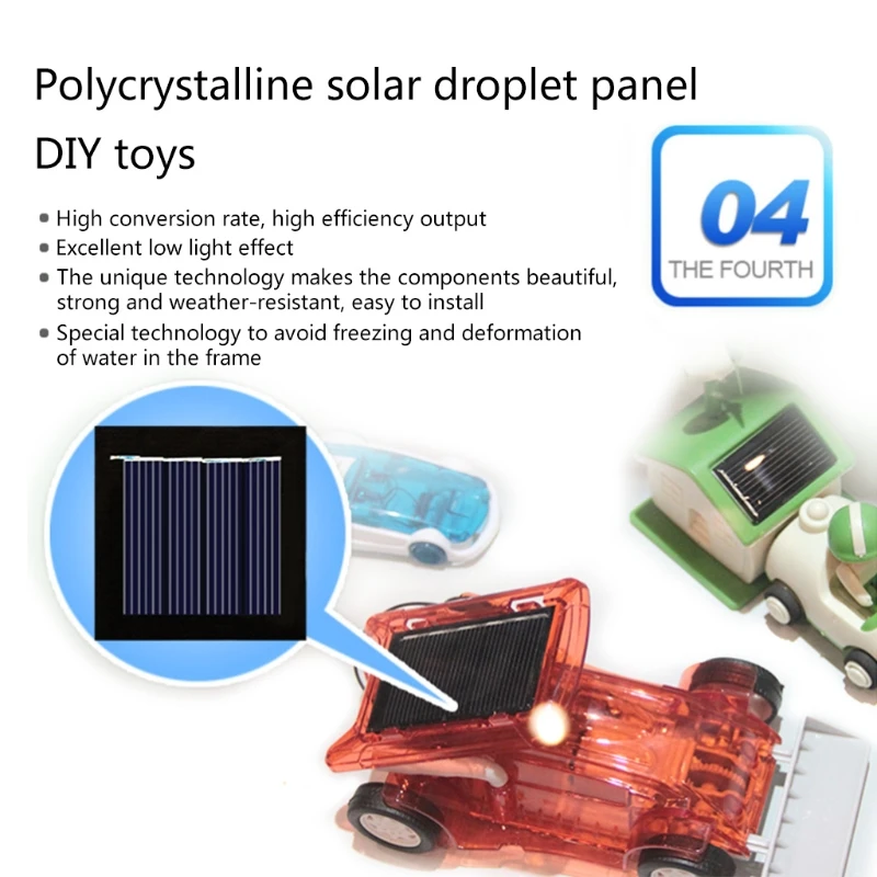 P82F Micro Solar  Board Photovoltaic 5Pcs 2V 100Ma  Solar Cells with Wires Solars Epoxy Plate DIY Projects Toys 54mm x 54mm