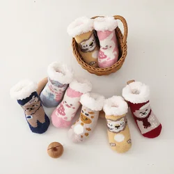 Lawadka 0-4Years New Winter Thick Warm Newborn Baby Boys Girls Socks Christmas Velvet Non-Slip Home Floor Children's Socks