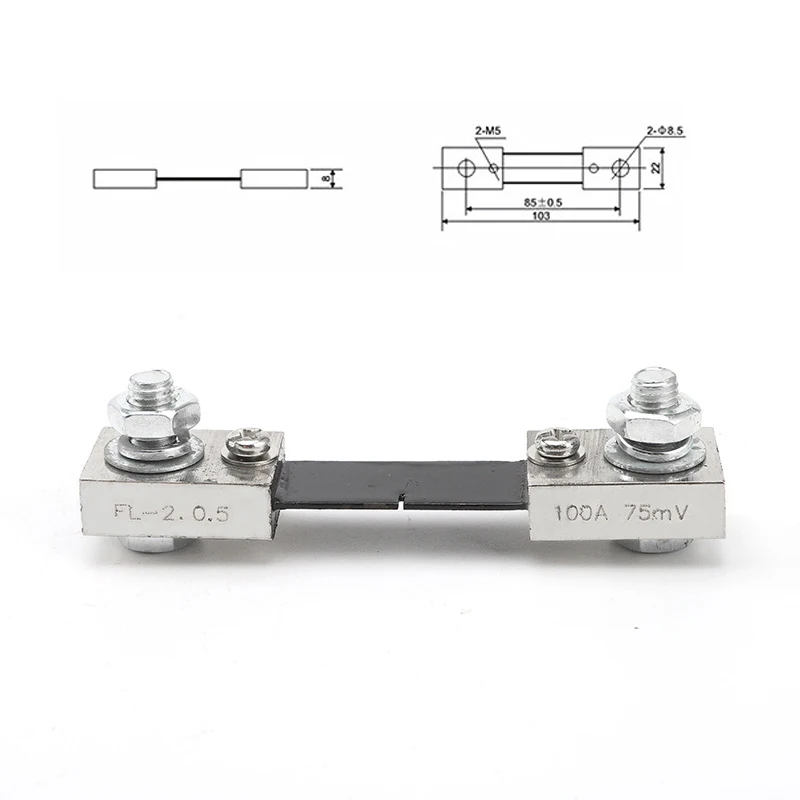 Resistenza di Shunt del tester corrente 100A/75mV di Shunt esterno FL-2B per amperometro digitale amp voltmetro wattmetro