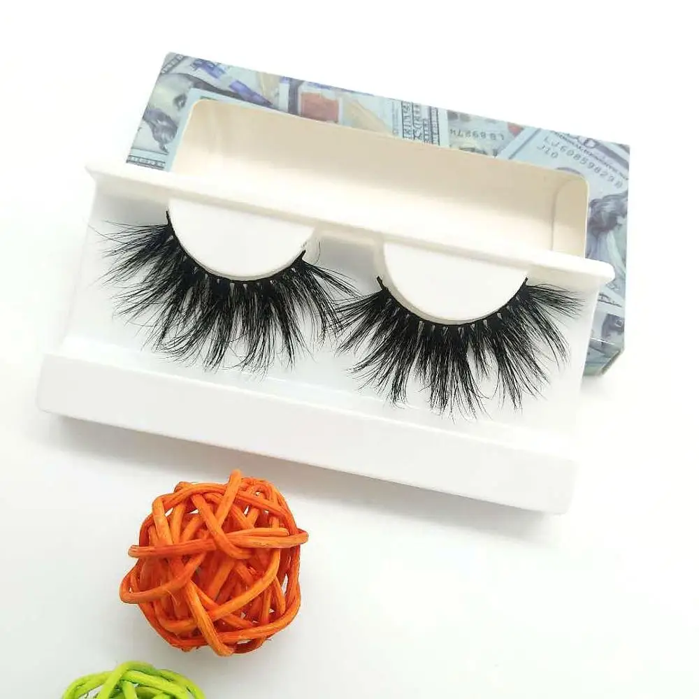 25mm mink eyelash natural style volume fluffy wispy eyelash extension 5d 6d 25mm mink eyelash with money package