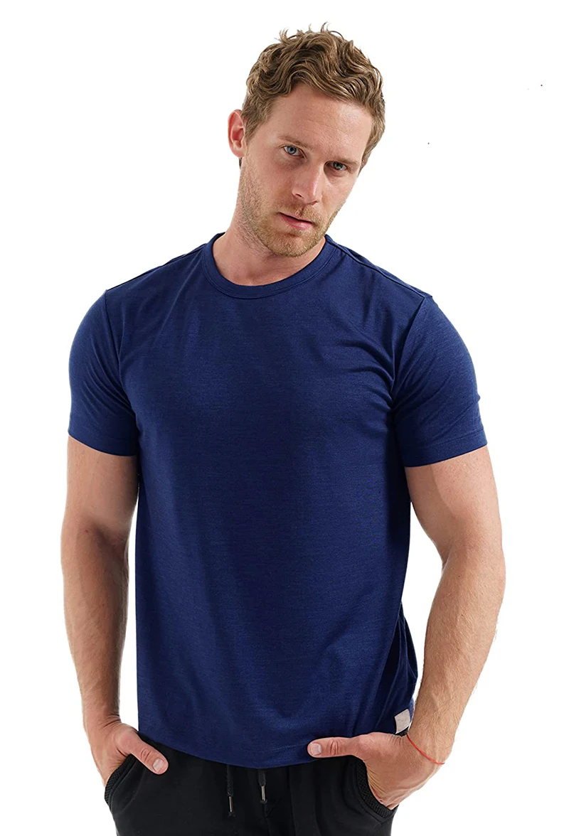 100% Superfine Merino Wool T Shirt Mens Base Layer Tee Merino Wool 180G Everyday Undershirt Wicking Breathable Anti-Odor