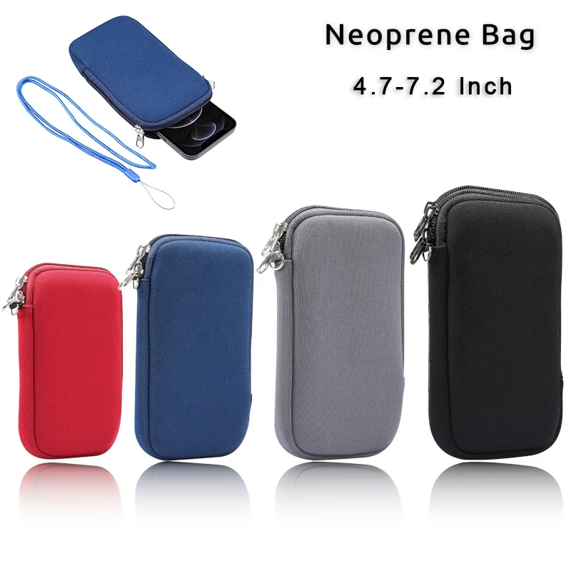 Uniwersalne neoprenowe etui na telefon komórkowy z paskiem na ramię do iPhone'a Samsung Galaxy Xiaomi Huawei Honor Oppo Shockproof Pouch