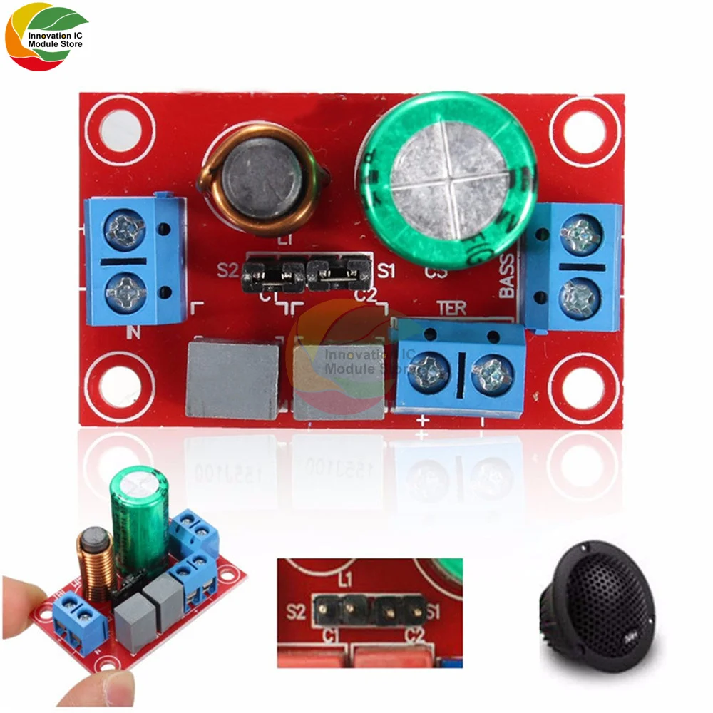 Ziqqucu Adjustable two-way crossover HIFI speaker high and low frequency car treble bass audio speaker crossover filter DIY home