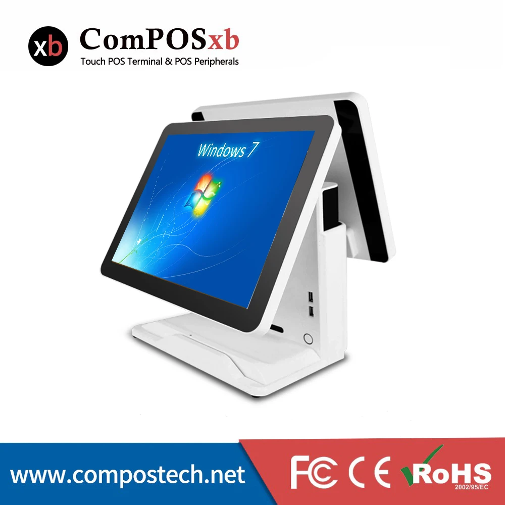 

ComPOSxb cash register pos all in one dual 15inch screen capacitive touch screen point of sale system for sale