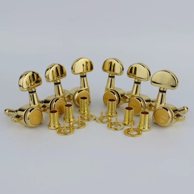 1 Set GUYKER 3R3L Locking String Sealed Tuning Key Pegs Gold Tuners Set Replacement for LP SG Style Electric Guitars