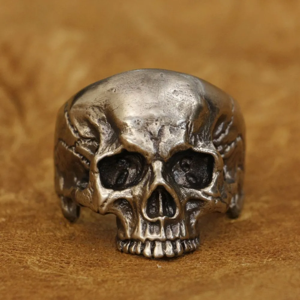High Details Cupronickel Skull Ring Mens Biker Rock Punk Jewelry CP135 US Size 7~15
