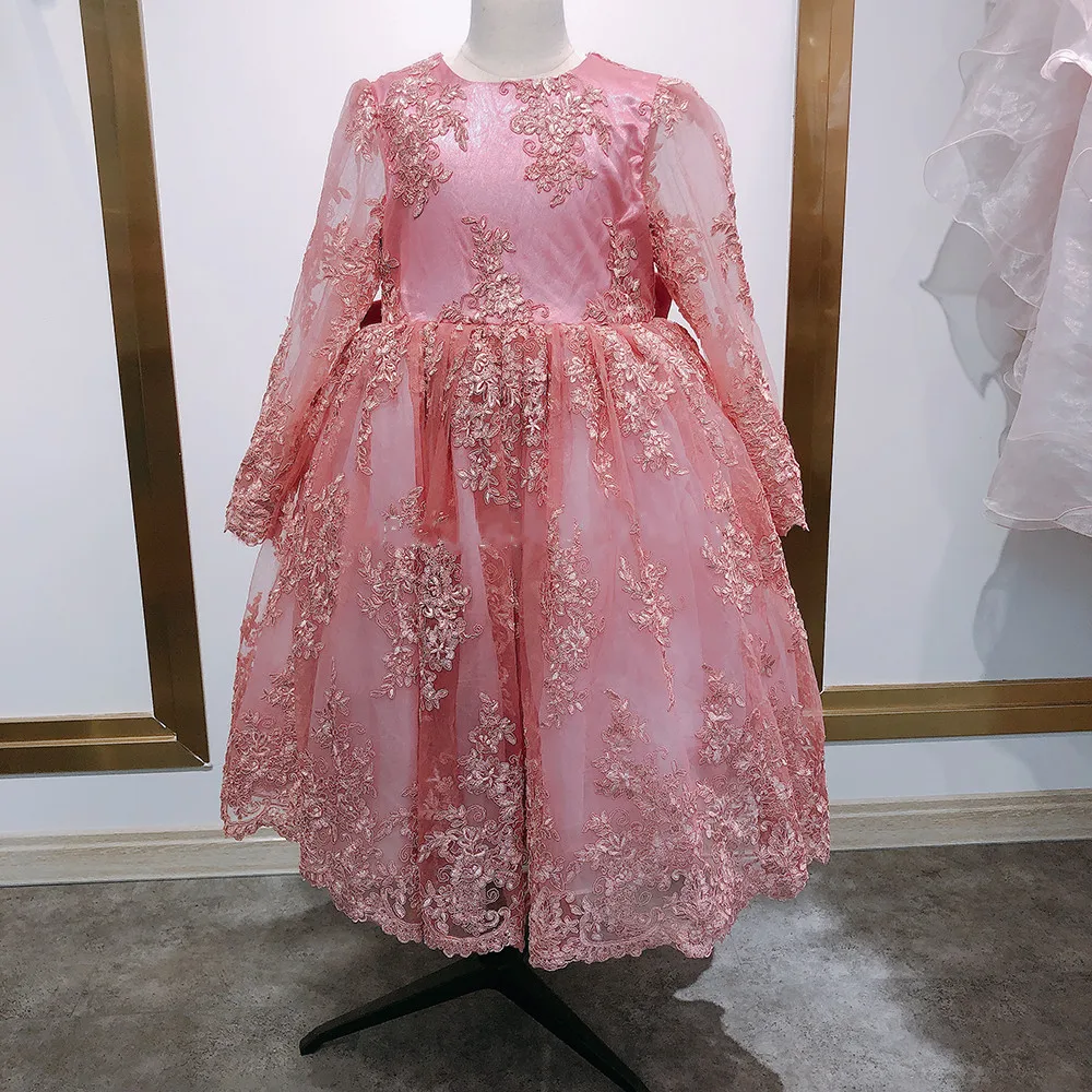 

Pink Lace Children Clothing Princess Kids Dresses For Girls Causal Wear Dress 1-14Years Girls Dress Vestido Robe Fille