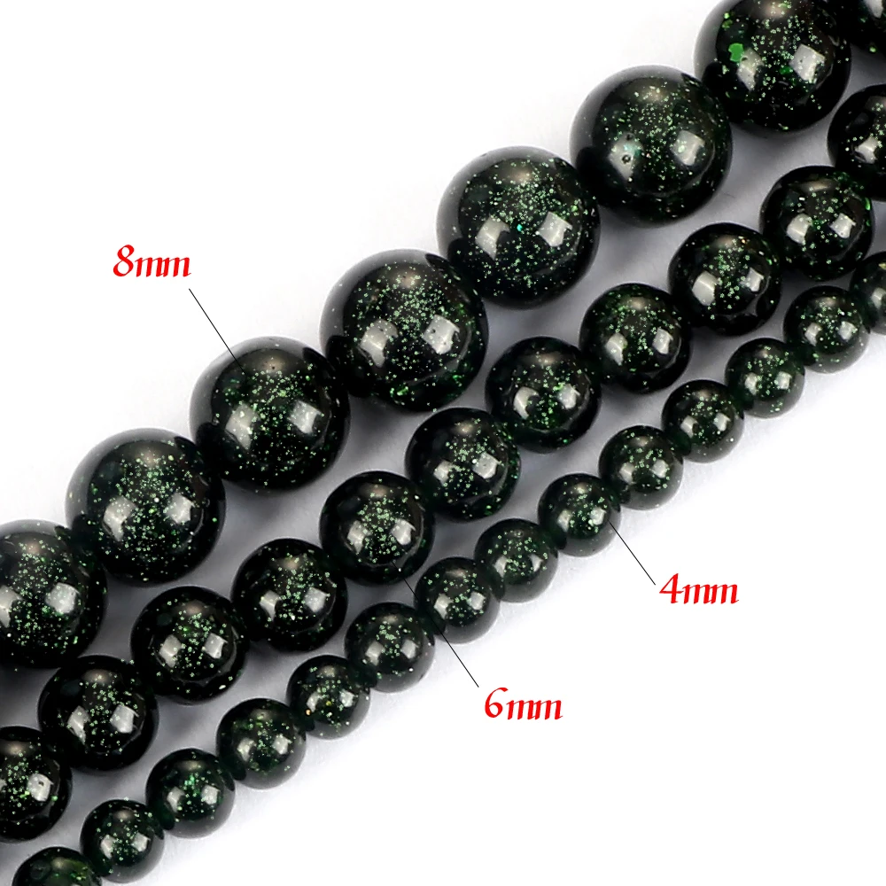 Wholesale Natural Green Sandstone Round Loose Stone Friend Jewelry Diy Making Accessories 4 6 8MM Charm Bracelet Necklace Gift