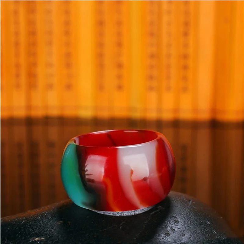 Xinjiang Hotan Jade Ring Red White Yellow Green Jade Chicken Blood Jade Ring Gold Silk Jade Lanolin White Jade Ring