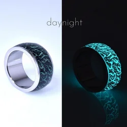 Meetvii Vintage Luminous Glow Ring Glowing In The Dark Jewelry for Women Men Stainless Steel Magic Forest Dark Resin Finger Ring