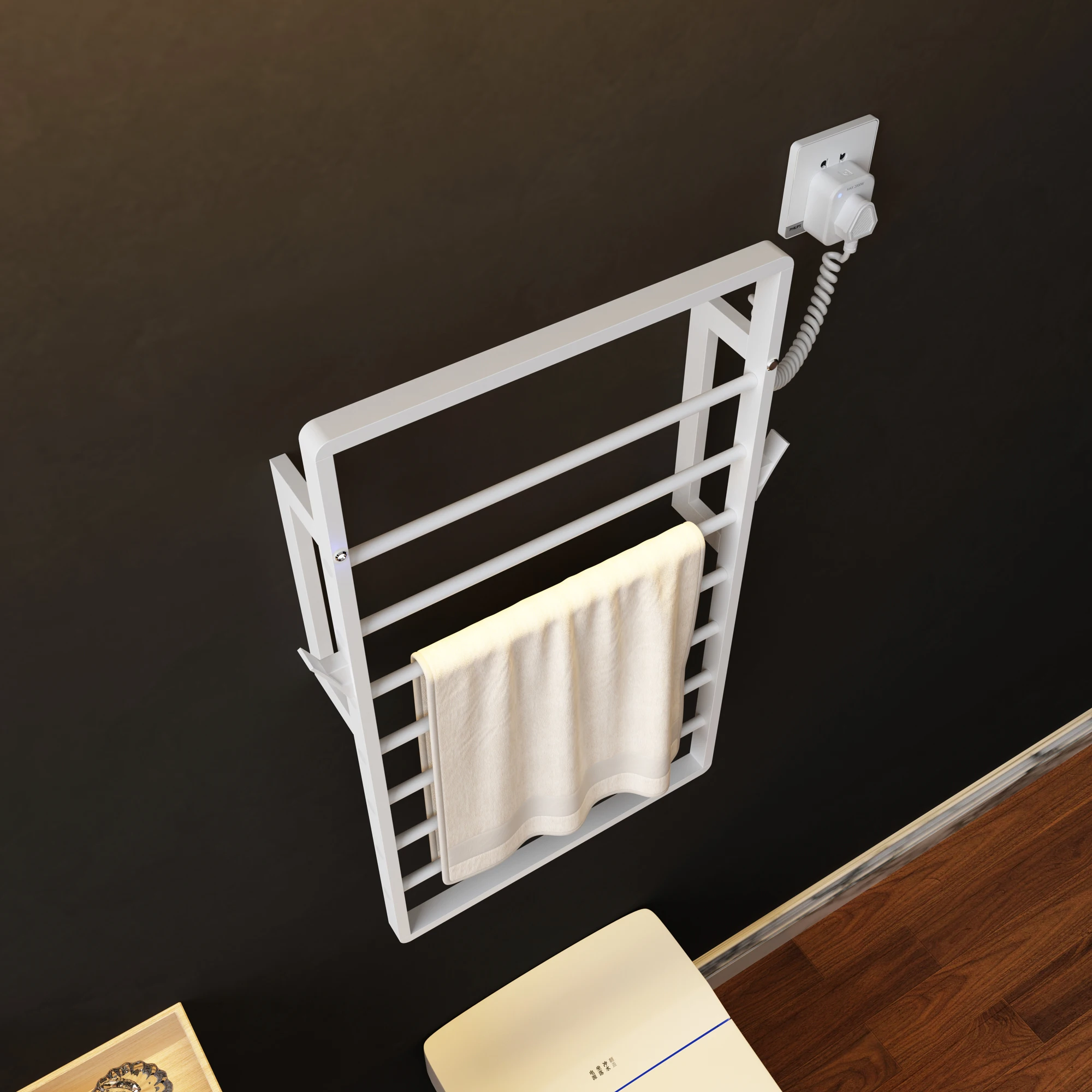 Imagem -06 - Aquecedor de Toalha Elétrico para Banheiro Toalheiro Aquecido com um Temporizador sem Perfuração Aço Inoxidável