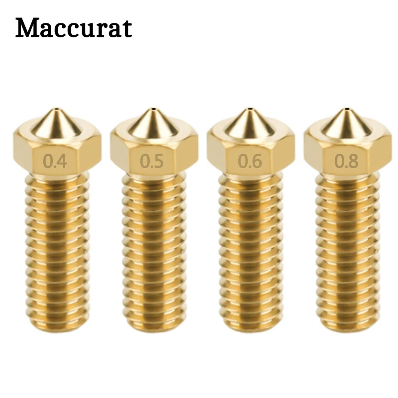 4pcs Volcano 3D printer nozzle All metal brass 3D Lengthen extruder nozzle 0.6 0.8 1.0 1.2mm For 1.75 3mm filament nozzles