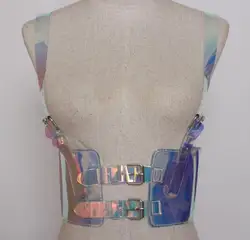 Night Club DJ Dance Strap Holographic Belt Women PVC Suspender