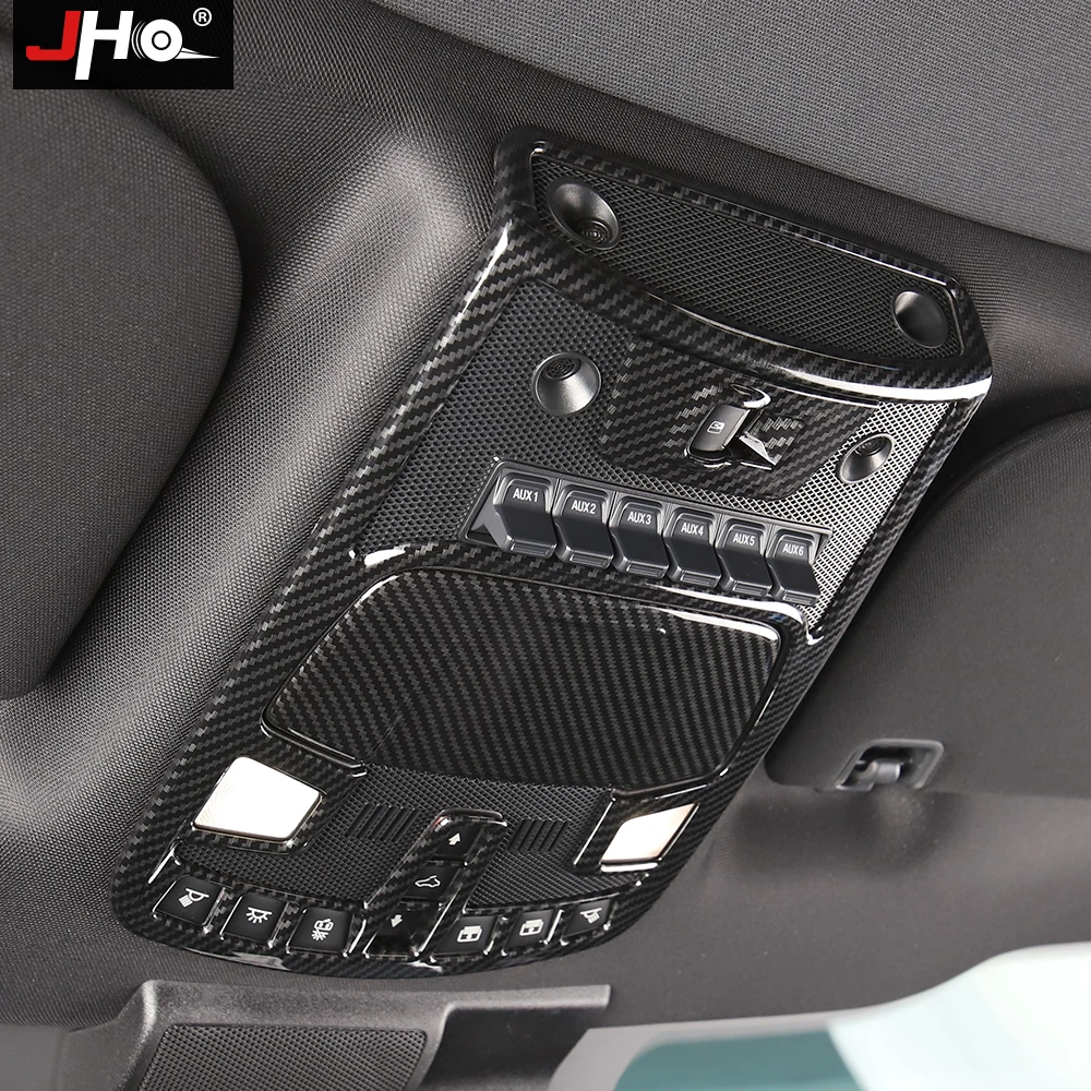 JHO ABS Carbon Grain Front Reading Light Frame Cover Trim Kit For 4-door Ford F150 2015-2019 Raptor 2016 2017 2018 Accessories