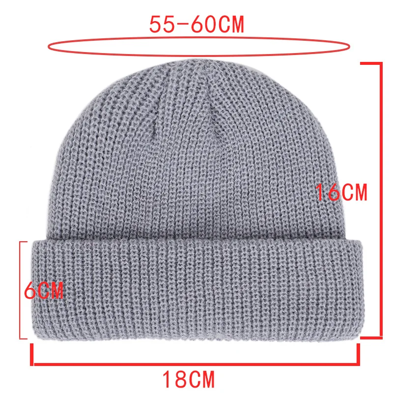 Knitted Beanie Hat Solid Soft Stretchy Caps for Autumn Winter Men Short Head Caps Outdoor Warm Melon Street Beanies Women Hats