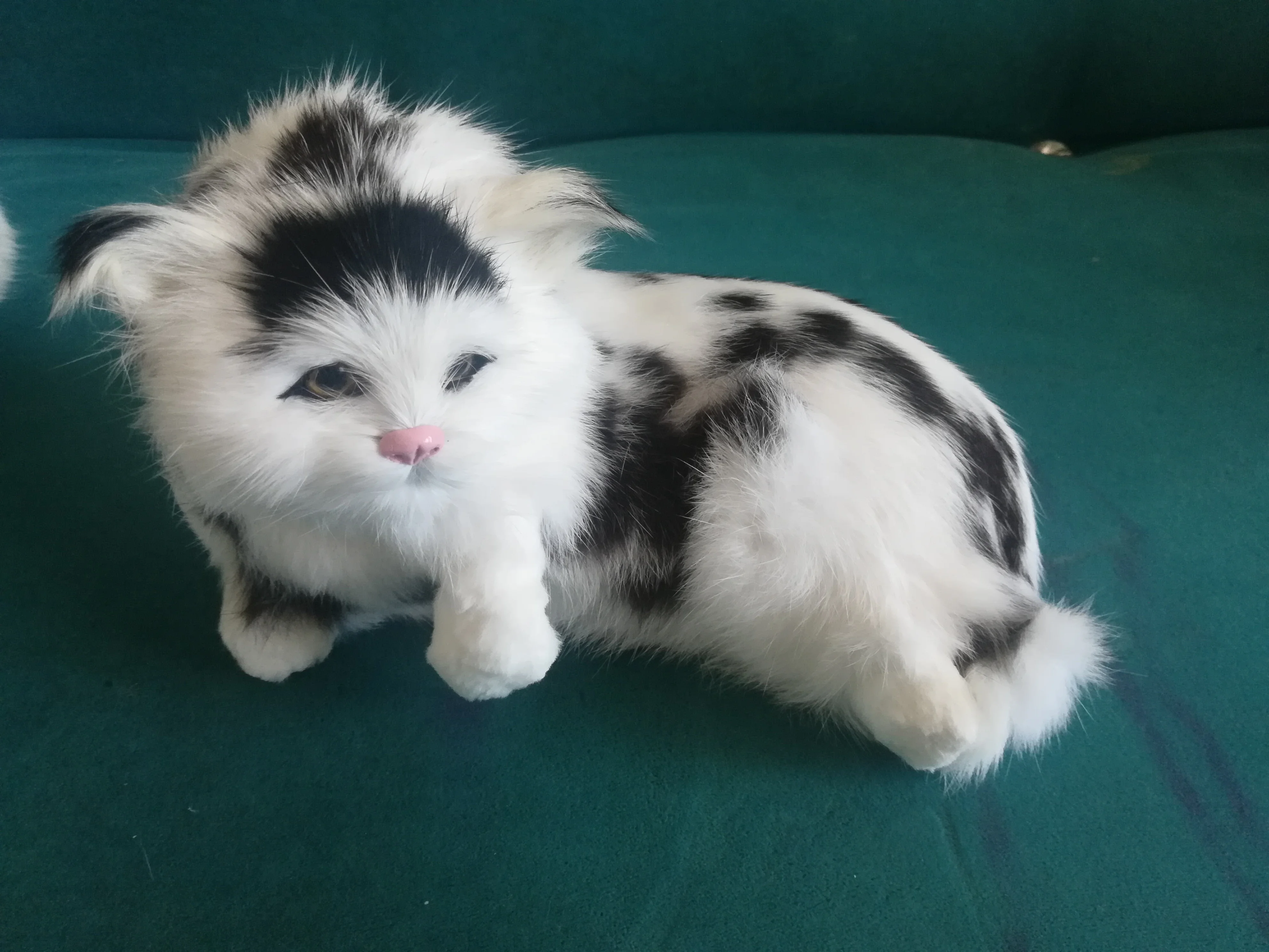 24x13x12cm simulation cat hard model plastic&mixed furs blaack-white cat handicraft ornament home desktop decoration p2667