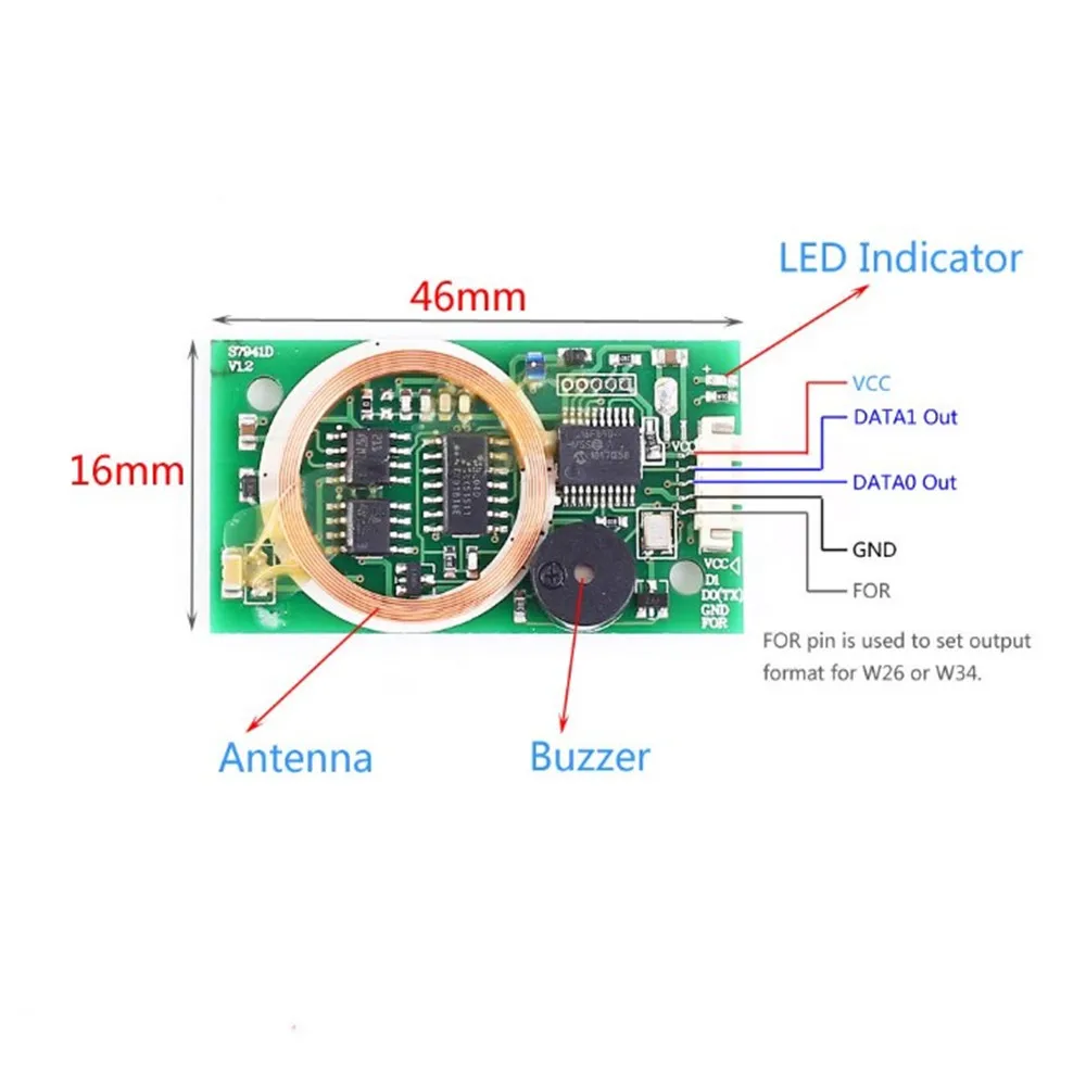 Taidacent Dual Frequency RFID Reader Module 125KHZ 13.56MHZ RFID Writer Reader PCB Board 12V MINI UART WG ID Card Reader Module