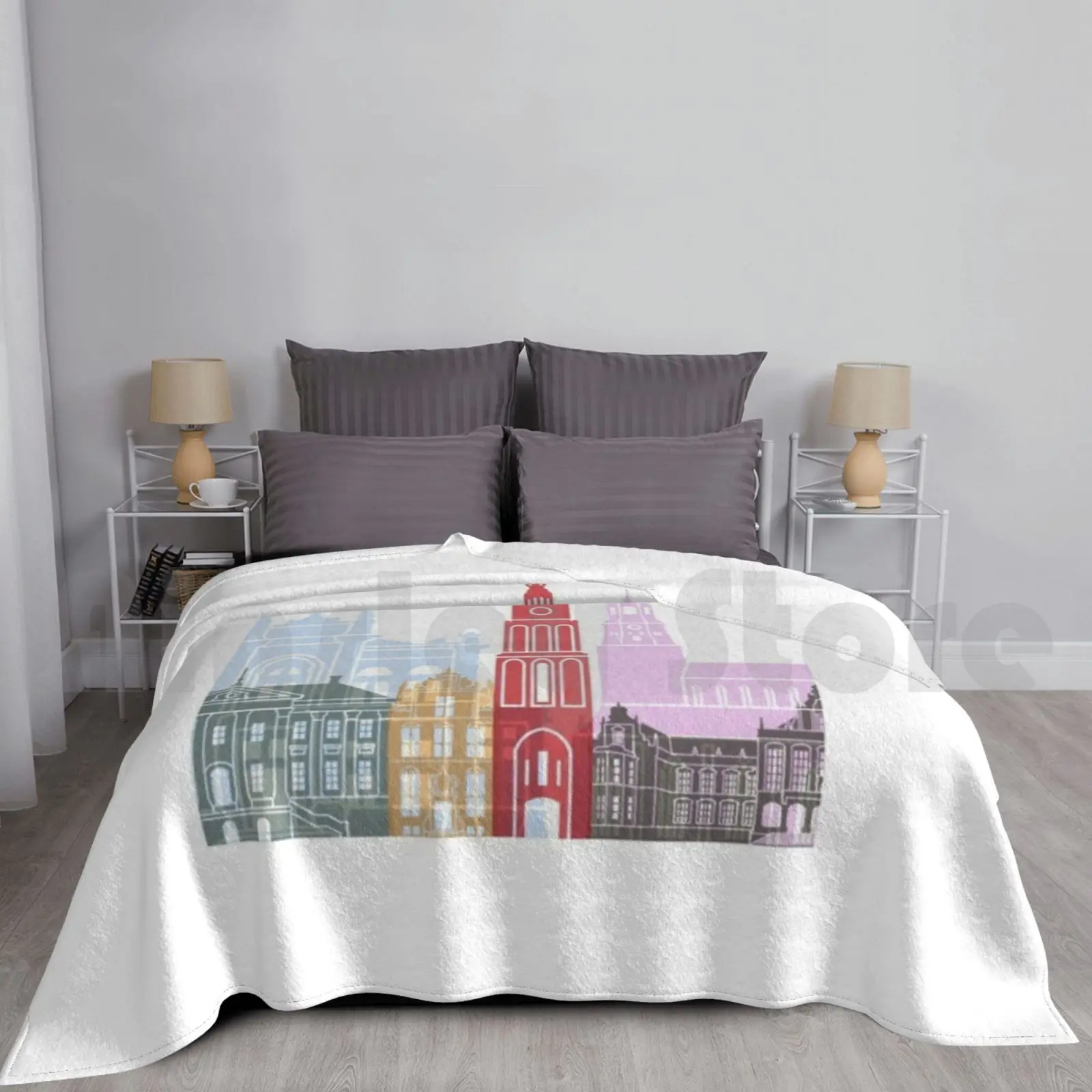 

Groningen Skyline Poster Blanket Fashion Custom Europe Netherlands Groningen Skyline Abstract Art Background