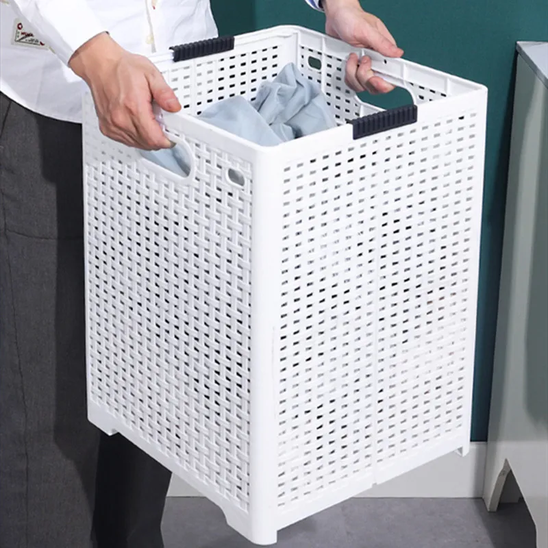 2023 New Dirty Clothes Basket Laundry Basket Bathroom Folding Dirty Clothes Basket Hollow Plastic Dirty Clothes Storage Basket