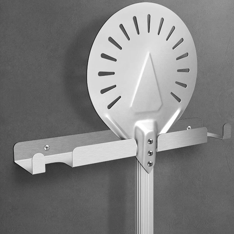 Promotion! Pizza Shovel Wall Rack Brushed Stainless Steel Pizza Peel Rack Wall Mounted Hanger Heavy Duty Pizza Shovel Holder