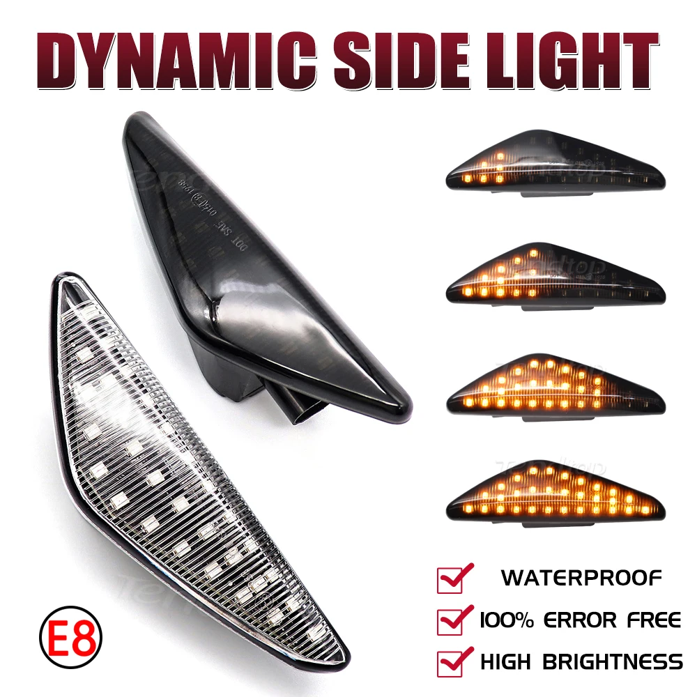 2PCS For BMW X3 F25 X5 E70 2007-2013 X6 E71 E72 2008-2014 LED Dynamic Fender Turn Signal Light Side Marker Lamp