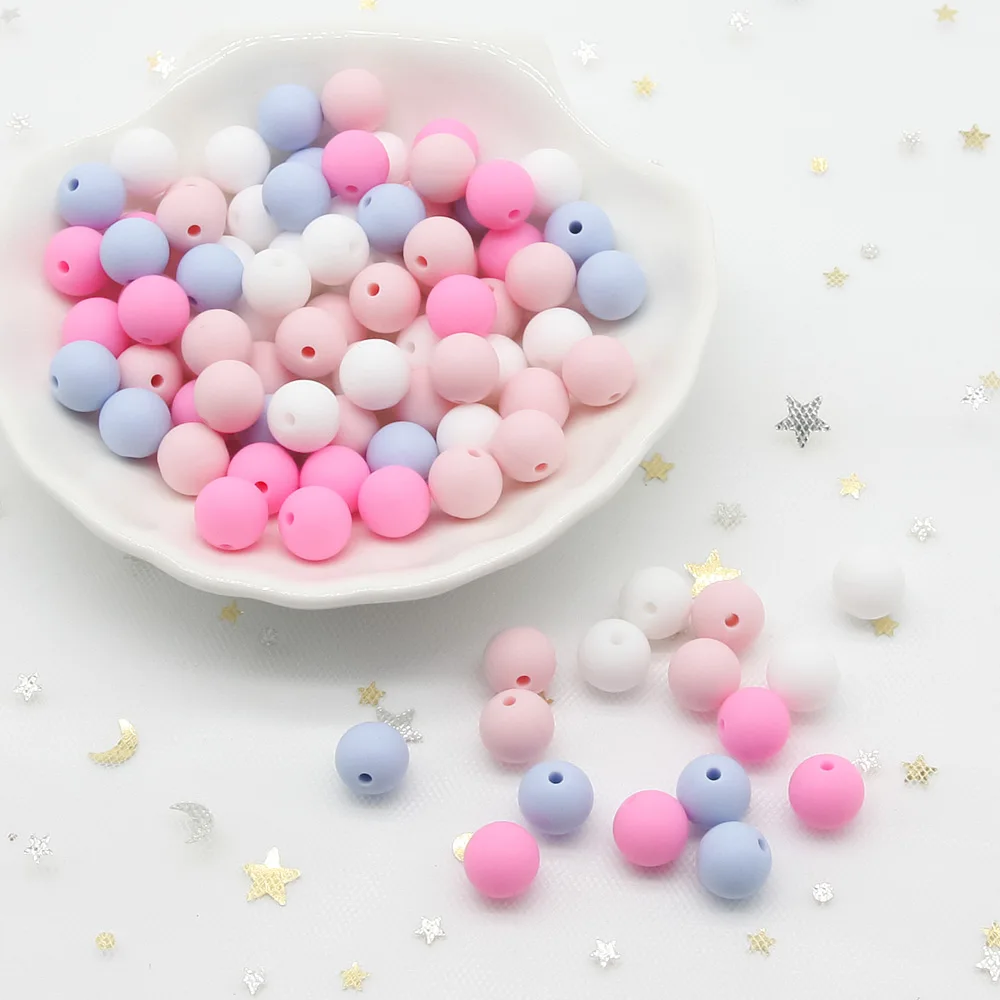 Cute-Idea 12MM 300pcs silicone Beads teething toy baby nursing accessories teether chewing  jewelry necklace braclet DIY chain