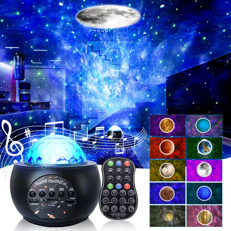 Upgrade Planet Project Proyektor Lampu Bintang Remote Control Bluetooth LED Proyektor Star Starry Galaxy Speaker Musik Lampu Dewasa