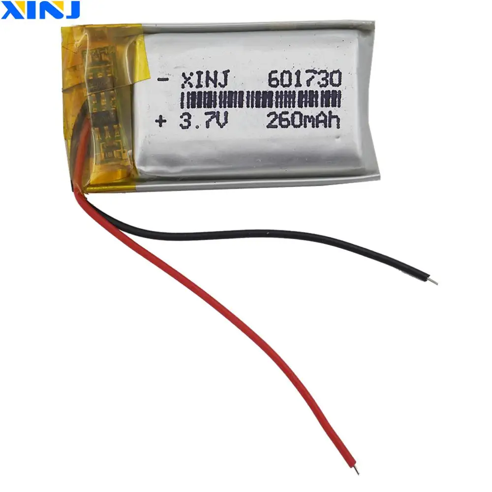 3.7V 260 mAh 601730 Polymer Lithium Li Lipo Battery For GPS Sat Nav Earphone Record Pen Car Camera DVC DVR MP3 MP4 Toys