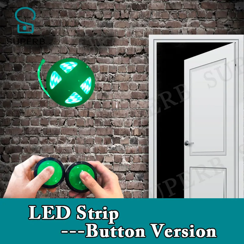 Superb escape room props LED belt button version press the button for a certain time to light up the whole led strip and unlock