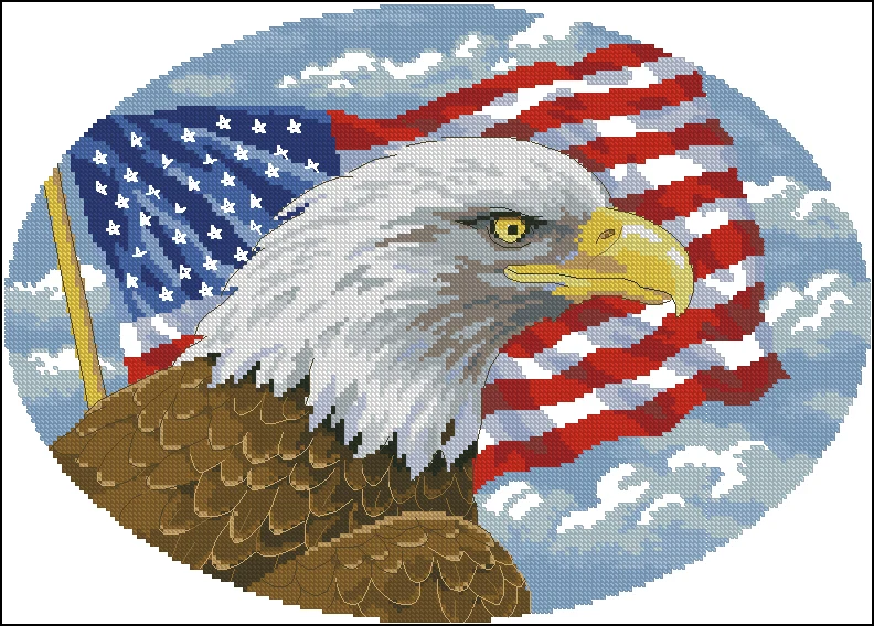 TOP  Lovely Counted Cross Stitch Kit Freedom Eagle Patriotic Spirit Bird Dim 39018