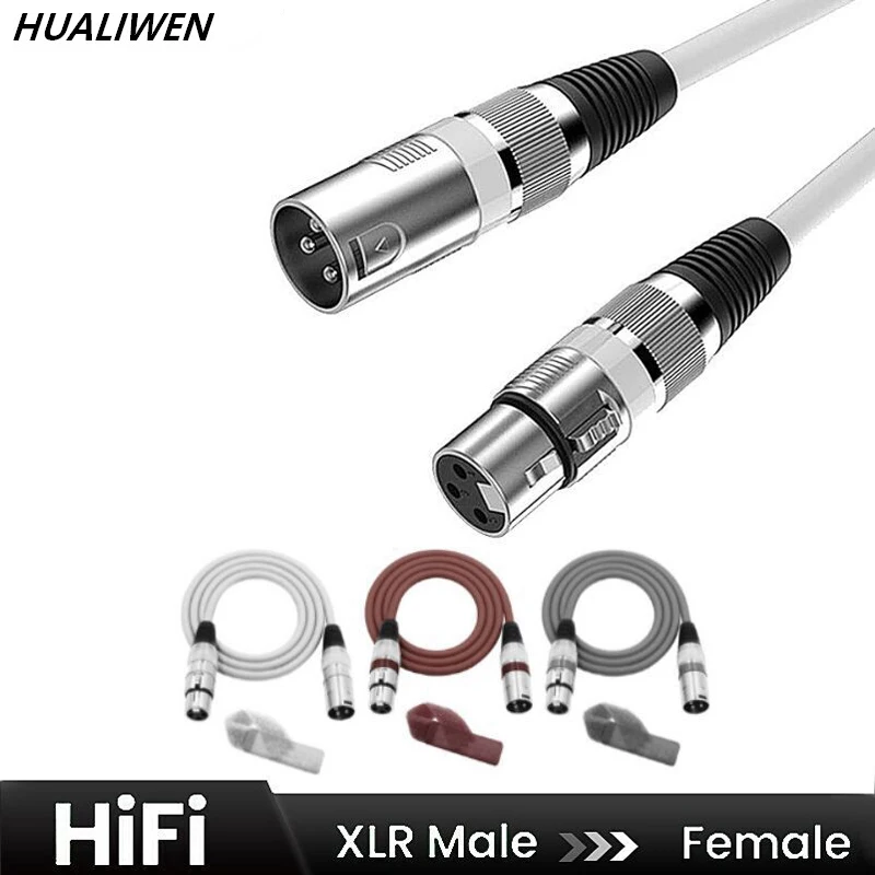 HUALIWEN XLR kablo erkek kadın M/F 3Pin OFC ses kablosu folyo + örgülü korumalı mikrofon mikser amplifikatör 1m 2m 3m 5m 10m