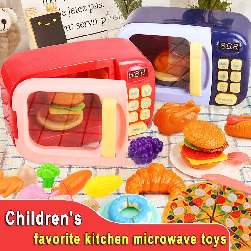 Children's Simulation Microwave Oven Kitchen Toys Kids Pretend Cook Play Toy Electric Household Appliances Analog Microwave Toys