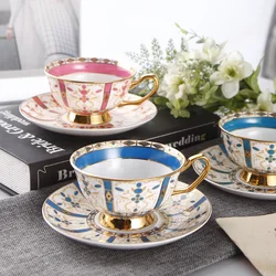 European Porcelain Coffee Set, English Afternoon Tea Cup Set, Cups and Saucers, Flower Tea Party Set, High Quality Bone China