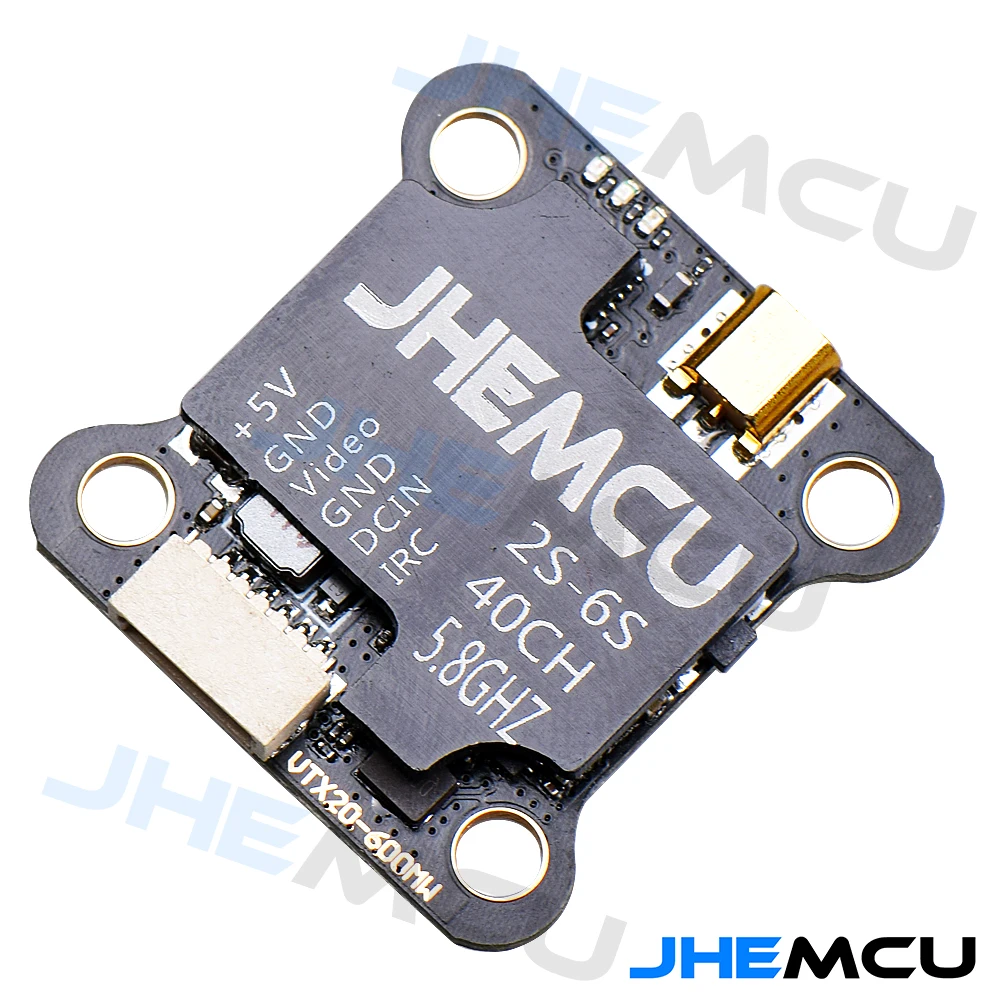 JHEMCU VTX20-600 5.8G 40CH PitMode 25mW 100mW 200mW 400mW 600mW Adjustable VTX 7-26V 20X20mm for RC FPV Racing Drones