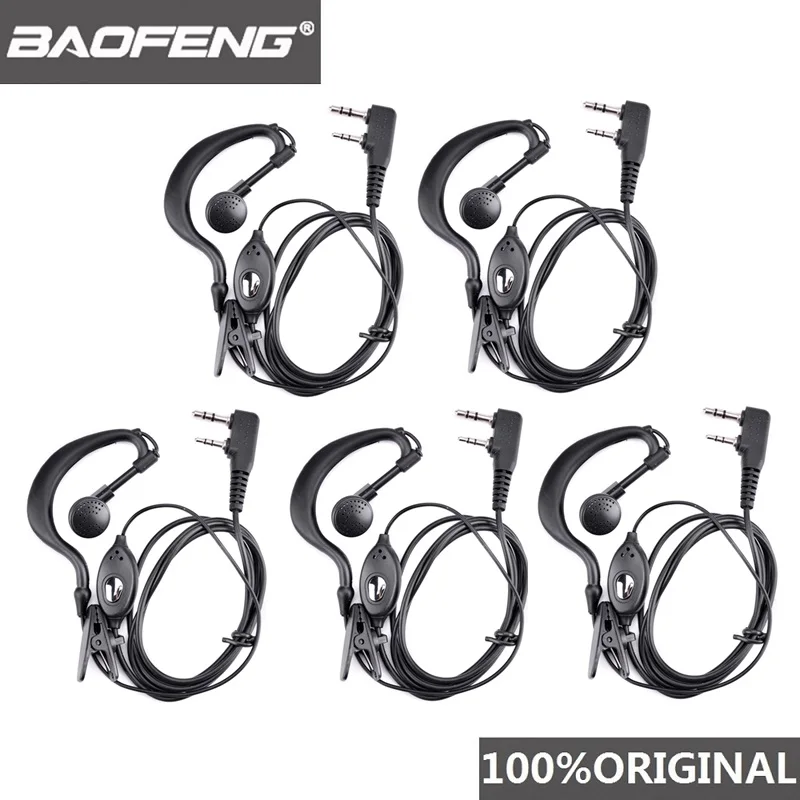 5pcs Baofeng UV-5R Headset Ham Radio Earphone Walkie Talkie Woki Toki Headphone PTT B5 B6 Uv-6r F8+ Wln Kd-c1 K Port Earpiece