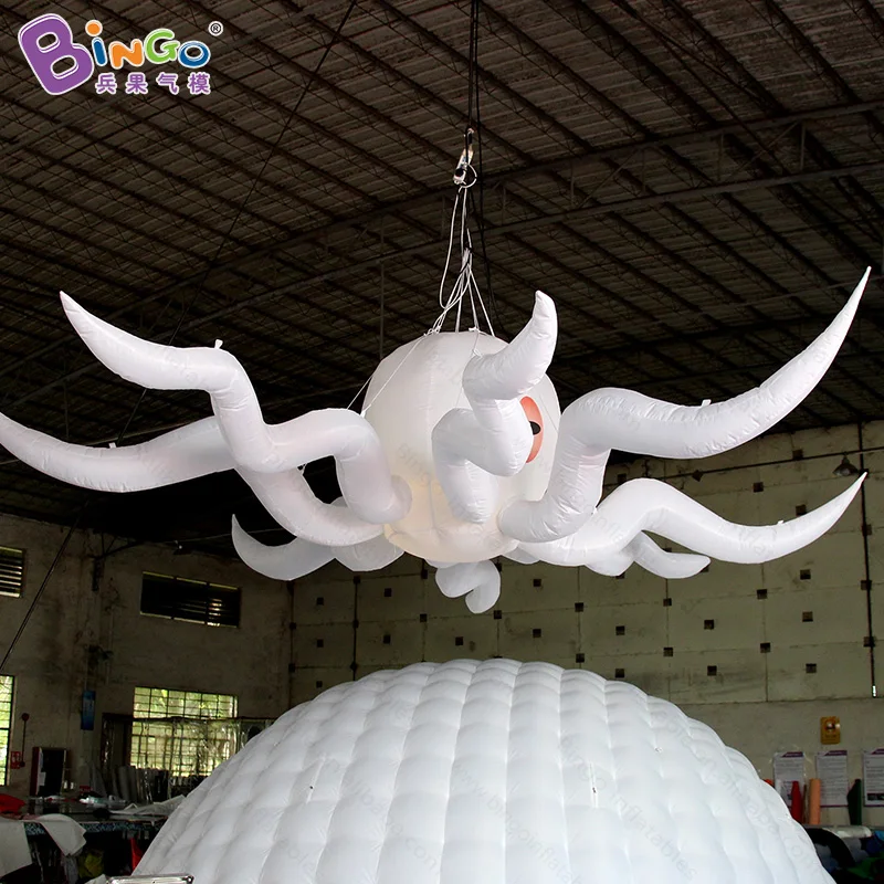 Goede opblaasbare 5x5x1.4 meter cartoon octopus opblaasbare octopus model ballon met LED verlichting voor evenement-speelgoed