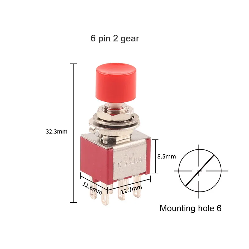 5PCS High Quality 6mm 3/6Pin 2 Position Mini Momentary Automatic return Push Button Switchl ON OFF 5A125V/2A250V Toggle Switch