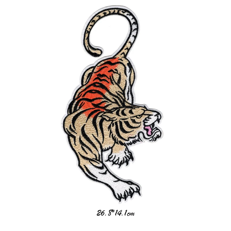 Tiger Patch Back Patch Iron on Clothing Vintage Patches For Clothes Appliques Punk Print on T-shirt DIY Applications