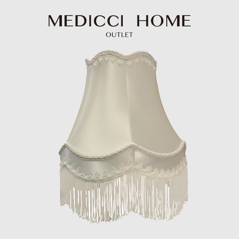 Medicci Home Art Lamp Shade European Style Modern Handwork Luxury Fringed Cloth Lampshades For Bedroom Hotel Lobby Spider Beige