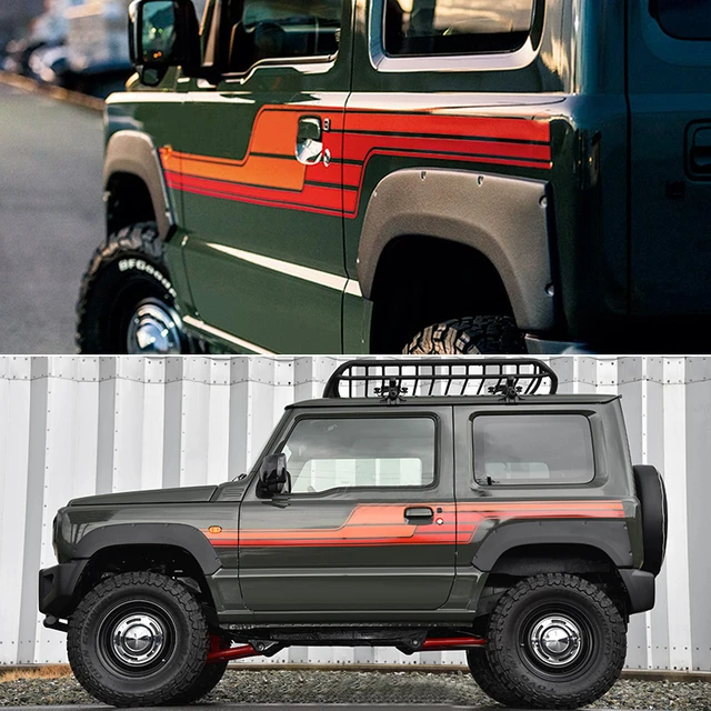 Suzuki jimny-オレンジ色のボディドアステッカー,ビニールグラフィックデカール,装飾アクセサリー - AliExpress