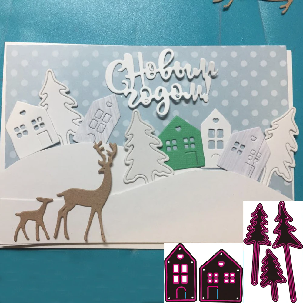 

New Design Craft Metal Cutting Die cut dies 2pcs house building decoration scrapbook Album Paper Card Craft Embossing die cuts