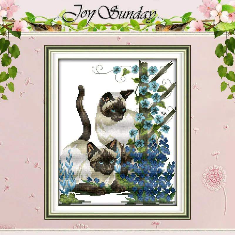 Two Baby Cats Patterns Counted Cross Stitch Set DIY 11CT 14CT 16CT Stamped DMC Cross-stitch Kit Embroidery Needlework Home Decor