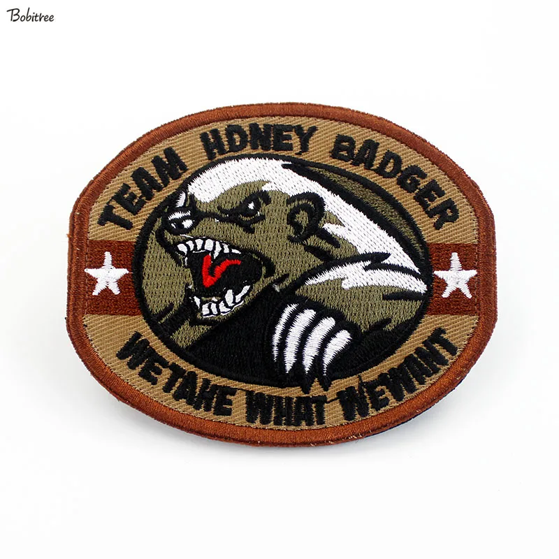 Brown Bear Team honor Patches 3D with Hook & Loop Badges logo Embroidered Stickers For Bags Clothing Decoration