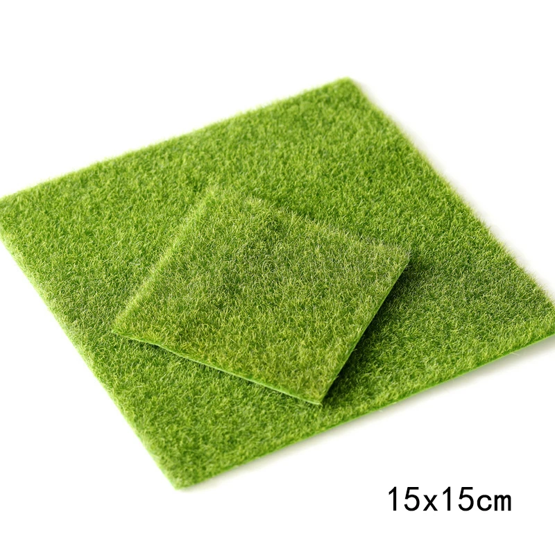 1PC 15*15 Green Micro Landscape Decoration Mini Fairy Garden Simulation Artificial Fake Moss Decorative Lawn Turf Green Grass